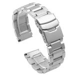 SINAIKE 22mm Metal Watch Band for Men Women, Quick Release Stainless Steel Watch Bracelet Solid Brushed Silver Watch Straps with Double Buckle