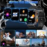PODOEIL Military Smart Watches for Men, 2.01" HD Screen, 30-Day Battery, 5ATM Waterproof, LED Flashlight, Heart Rate & Sleep Monitor, 110+ Sports Modes, 2 Watch Bands, Android iOS