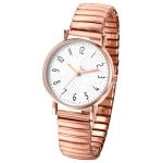 OIDEA Women's Elastic Strap Watches: Large Face Arabic Numerals Analog Quartz Wrist Watches for Women Easy Reader Stretch Band Ladies Watch Rosegold