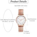 OIDEA Women's Elastic Strap Watches: Large Face Arabic Numerals Analog Quartz Wrist Watches for Women Easy Reader Stretch Band Ladies Watch Rosegold