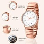 OIDEA Women's Elastic Strap Watches: Large Face Arabic Numerals Analog Quartz Wrist Watches for Women Easy Reader Stretch Band Ladies Watch Rosegold
