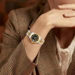 BUREI Women's Golden Watch Stainless Steel Classic Quartz Women Watches with Date Fashion Business Small Face Diamond Waterproof Ladies Watches,Gift for Women