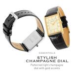 SEIKO SWR052 Watch for Men - Essentials - Water Resistant with Gold-Tone Stainless Steel Rectangular Case, White Dial with Roman Numerals, and Black Leather Strap