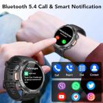 Military Smart Watches for Men(Answer/Make Calls), 1.53" HD Fitness Watch, Heart Rate Sleep Monitor, Smart Watch for Men,120+ Sport Modes, IP68 Waterproof Smartwatch for Android iOS, 30Day, Black