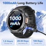 Military Smart Watches for Men(Answer/Make Calls), 1.53" HD Fitness Watch, Heart Rate Sleep Monitor, Smart Watch for Men,120+ Sport Modes, IP68 Waterproof Smartwatch for Android iOS, 30Day, Black