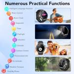 Military Smart Watches for Men(Answer/Make Calls), 1.53" HD Fitness Watch, Heart Rate Sleep Monitor, Smart Watch for Men,120+ Sport Modes, IP68 Waterproof Smartwatch for Android iOS, 30Day, Black