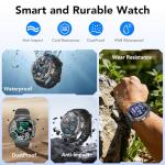 Military Smart Watches for Men(Answer/Make Calls), 1.53" HD Fitness Watch, Heart Rate Sleep Monitor, Smart Watch for Men,120+ Sport Modes, IP68 Waterproof Smartwatch for Android iOS, 30Day, Black