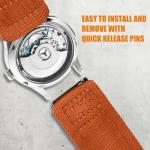 Ritche Christmas Gift Nylon Sport 22MM Quick Release Watch Band for men women,Replacement Sekio Watch bands Orange, White Elephant Gifts, Stocking Stuffers for Men