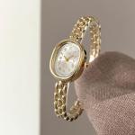 PASOY Women’s Bracelet Watch Small Face – Elegant Oval Quartz Analog Wristwatch with Metal Link Band, Gold & Silver Options, Slim Roman Numeral Dial Dress Watch for Ladies (Gold/White)