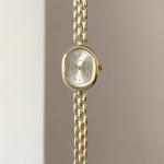 PASOY Women’s Bracelet Watch Small Face – Elegant Oval Quartz Analog Wristwatch with Metal Link Band, Gold & Silver Options, Slim Roman Numeral Dial Dress Watch for Ladies (Gold/White)