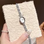 CARLIEN Fashion Vintage Gold Oval Quartz Watches for Women - Alloy Steel Band Slim Bracelet- - Roman Numerals Numbers - Dainty Elegant Dress Wristwatch Waterproof (Silver White)