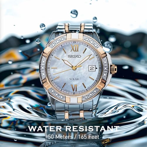 Seiko Solar Diamond Watch for Women - Two-Tone
