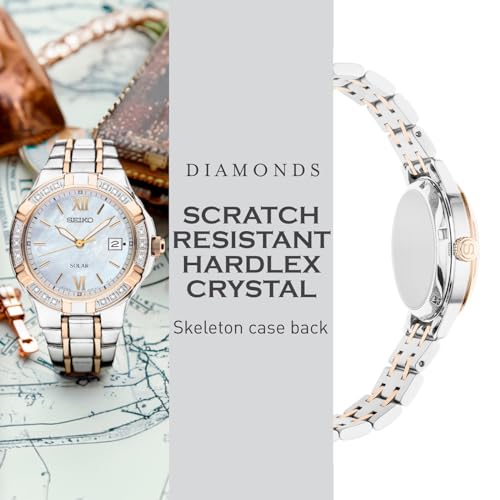 Seiko Solar Diamond Watch for Women - Two-Tone