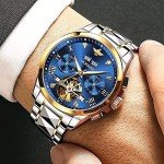 OUPINKE Men's Skeleton Automatic Luxury Watch