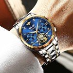 OUPINKE Men's Skeleton Automatic Luxury Watch