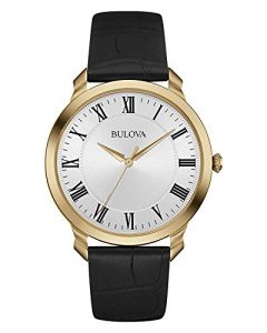 Bulova Men's Classic 3-Hand Black Leather Watch