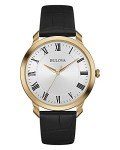 Bulova Men's Classic 3-Hand Black Leather Watch