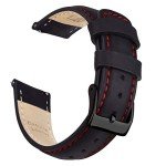 Ritche Quick Release Leather Watch Band - Black & Red