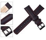 Ritche Quick Release Leather Watch Band - Black & Red