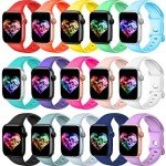 Soft Silicone Sport Bands for Apple Watch - 15 Pack