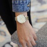 Gold-Tone Bracelet Watch with Crystal Accents for Women
