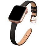 Slim Leather Apple Watch Band in Black/Rose Gold