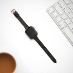 Slim Leather Apple Watch Band in Black/Rose Gold