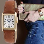 Peugeot Women's Gold Plated Leather Dress Watch