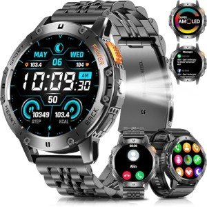 PODOEIL Men's Military Smartwatch with Bluetooth and Health Monitor