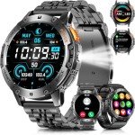 PODOEIL Men's Military Smartwatch with Bluetooth and Health Monitor