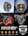 PODOEIL Men's Military Smartwatch with Bluetooth and Health Monitor