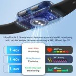 MorePro AIR2 Fitness Tracker, Smart Watch with 24/7 Heart Rate and Blood Pressure, Step Calorie Counter, Sleep Monitor, IP68 Waterproof Fitness Watch for Women Men Andriod iOS(Black)