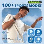 MorePro AIR2 Fitness Tracker, Smart Watch with 24/7 Heart Rate and Blood Pressure, Step Calorie Counter, Sleep Monitor, IP68 Waterproof Fitness Watch for Women Men Andriod iOS(Black)