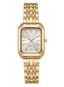 BESTKANG Watches for Women Wrist Watches Steel Strap Womens Watch Casual Fashion Simple Square Quartz Wristwatch (Gold-White)