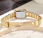 BESTKANG Watches for Women Wrist Watches Steel Strap Womens Watch Casual Fashion Simple Square Quartz Wristwatch (Gold-White)