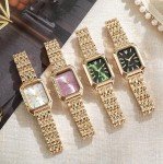 BESTKANG Watches for Women Wrist Watches Steel Strap Womens Watch Casual Fashion Simple Square Quartz Wristwatch (Gold-White)