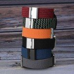 WOCCI 22mm Braided Nylon Watch Band for Men and Women, Quick Release, Black Stainless Steel Buckle (Black)