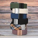 WOCCI 22mm Braided Nylon Watch Band for Men and Women, Quick Release, Black Stainless Steel Buckle (Black)