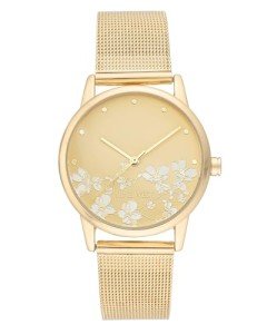 Nine West Women's Floral Dial Mesh Bracelet Watch