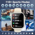 Smart Watch, 1.85"HD Smart Watch for Men Women, 1000 mAh Battery High Capacity, 110+ Sport Modes with Fitness Tracker, IP68 Waterproof, Heart Rate/Sleep Monitor, Fitness Watch for Android/iOS