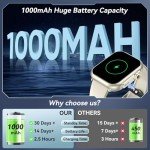 Smart Watch, 1.85"HD Smart Watch for Men Women, 1000 mAh Battery High Capacity, 110+ Sport Modes with Fitness Tracker, IP68 Waterproof, Heart Rate/Sleep Monitor, Fitness Watch for Android/iOS