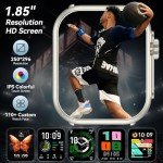 Smart Watch, 1.85"HD Smart Watch for Men Women, 1000 mAh Battery High Capacity, 110+ Sport Modes with Fitness Tracker, IP68 Waterproof, Heart Rate/Sleep Monitor, Fitness Watch for Android/iOS