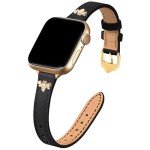 JR.DM Slim Leather Bands Compatible with Apple Watch Band 38mm 40mm 41mm 42mm 44mm 45mm 46mm 49mm, Top Genuine Leather Band with Charms, Feminine Design for Iwatch Ultra SE Series 10 9 8 7 6 5 4 3 2 1