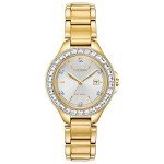 Citizen Women's Eco-Drive Dress Classic Crystal Watch in Gold-tone Stainless Steel, Silver Dial (Model: FE1192-58A)