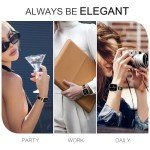 JR.DM Slim Leather Bands Compatible with Apple Watch Band 38mm 40mm 41mm 42mm 44mm 45mm 46mm 49mm, Top Genuine Leather Band with Charms, Feminine Design for Iwatch Ultra SE Series 10 9 8 7 6 5 4 3 2 1