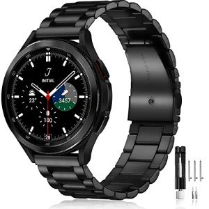 Lerobo Compatible with Samsung Galaxy Watch 7 6 5 4 Band 44mm 40mm/Galaxy Watch 6 4 Classic Band 43mm 47mm 46mm 42mm/Active 2 40mm 44mm, 20mm Stainless Steel Metal Replacement Men Women