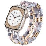 VISOOM Beaded Boho Bracelet Compatible for Apple Watch Band 40mm/38mm/41mm Series 9 8 7 SE Series 6/5/4 Women Fashion Cute Handmade Crystal Beads Stretchy Watch Strap for iWatch Bands Series 3/2/1