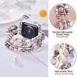 VISOOM Beaded Boho Bracelet Compatible for Apple Watch Band 40mm/38mm/41mm Series 9 8 7 SE Series 6/5/4 Women Fashion Cute Handmade Crystal Beads Stretchy Watch Strap for iWatch Bands Series 3/2/1