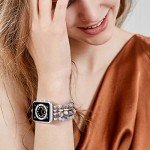 VISOOM Beaded Boho Bracelet Compatible for Apple Watch Band 40mm/38mm/41mm Series 9 8 7 SE Series 6/5/4 Women Fashion Cute Handmade Crystal Beads Stretchy Watch Strap for iWatch Bands Series 3/2/1