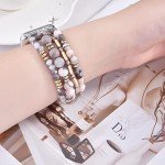 VISOOM Beaded Boho Bracelet Compatible for Apple Watch Band 40mm/38mm/41mm Series 9 8 7 SE Series 6/5/4 Women Fashion Cute Handmade Crystal Beads Stretchy Watch Strap for iWatch Bands Series 3/2/1